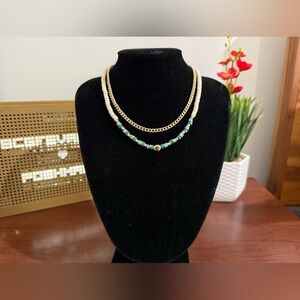 New A New Day Chain and Bead layered double necklace